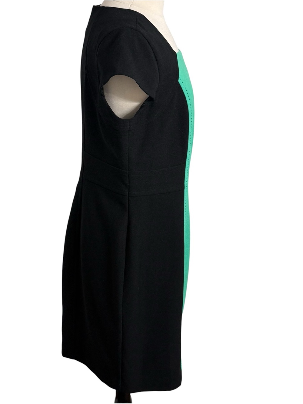 Liz Claiborne Cap Sleeve Tailored Square Neckline Retro Color Block Sheath Sz 18 - Picture 7 of 11